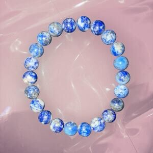 Y2K birthstone blue lapis lazuli beaded, friendship lucky bracelet